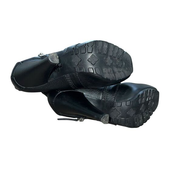 Proenza Schouler Black Leather Ankle Boots Size 35 Designer Heels Buckle & Zip - Picture 6 of 9